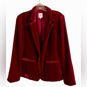GAP cherry red velvet blazer